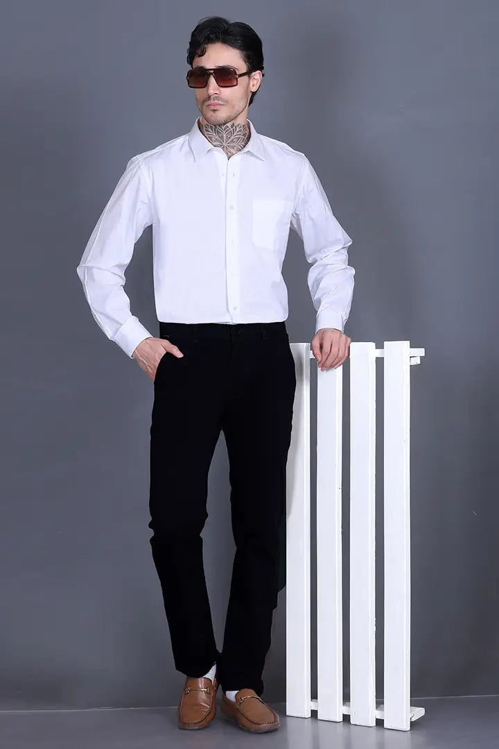 Navy Solid Regular Fit Casual Cotton Trouser for Men