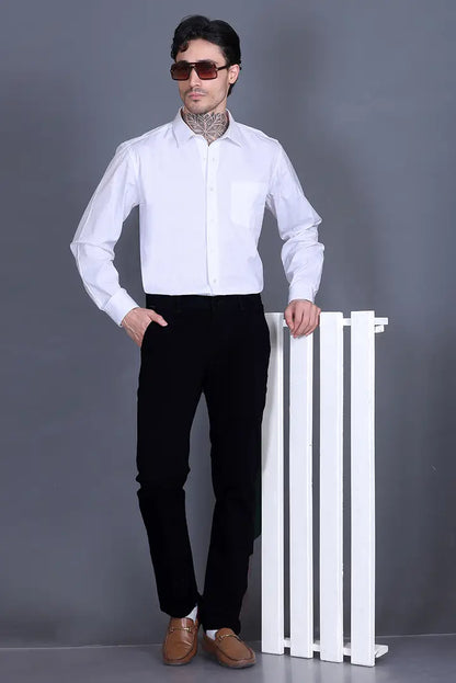 Navy Solid Regular Fit Casual Cotton Trouser for Men