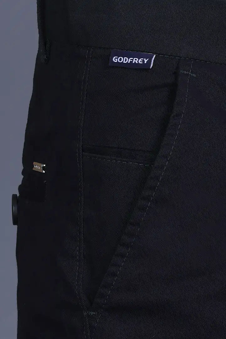 Navy Solid Regular Fit Casual Cotton Trouser for Men