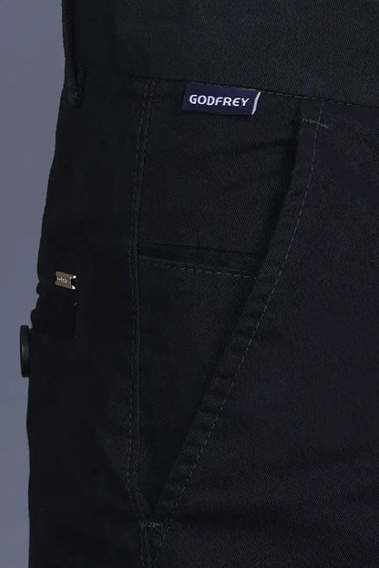 Navy Solid Regular Fit Casual Cotton Trouser for Men