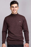 Solid Coffee Brown Turtleneck Mens Sweater