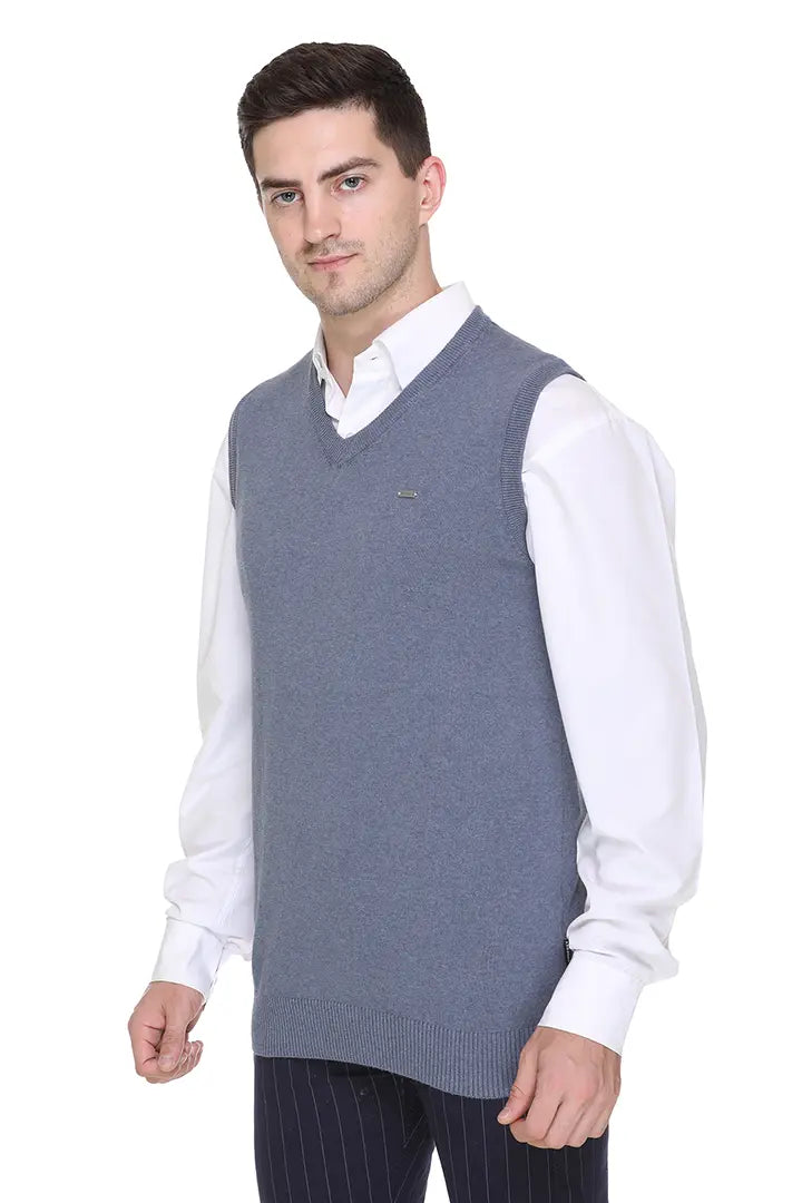 Denim Melange V-Neck Sleeve Less Pullover