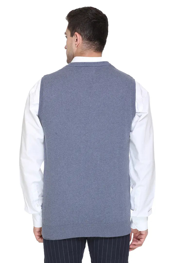 Denim Melange V-Neck Sleeve Less Pullover