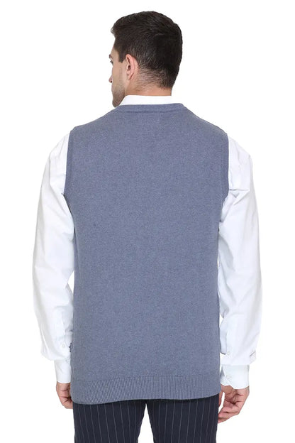 Denim Melange V-Neck Sleeve Less Pullover