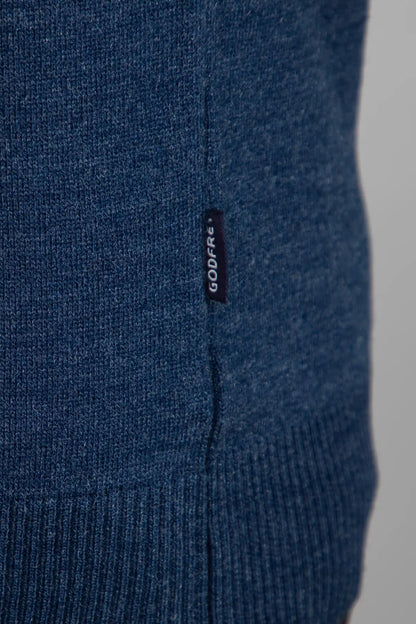 Denim Woolen Round Neck Solid Men Sweater