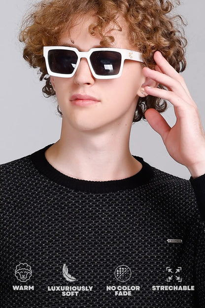 Black Woolen Round Neck Designer Men Sweater