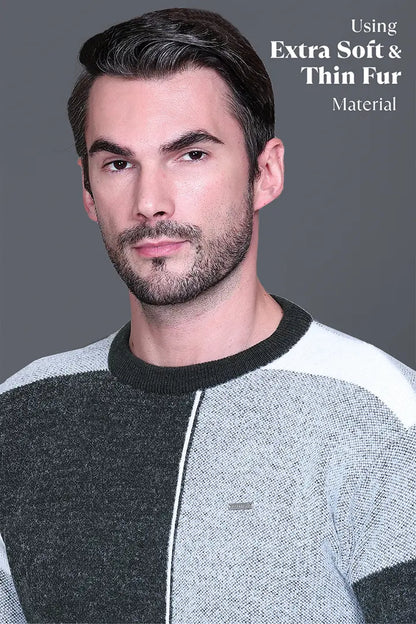 Olive Woolen Round Neck Designer Men Sweater