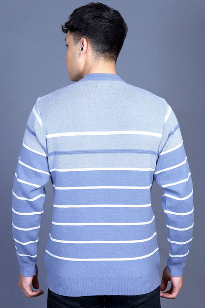Iceberg Blue Woolen Round Neck Designer Men Sweater