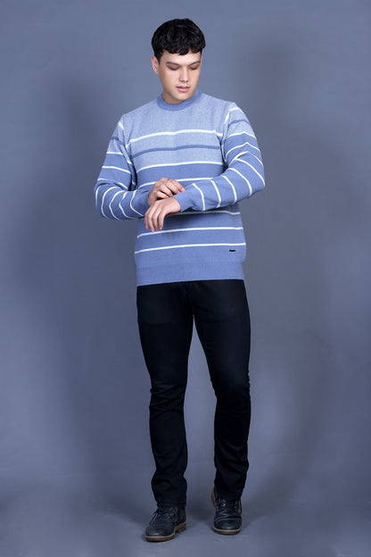 Iceberg Blue Woolen Round Neck Designer Men Sweater