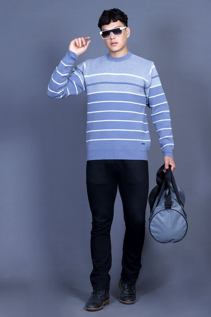 Iceberg Blue Woolen Round Neck Designer Men Sweater