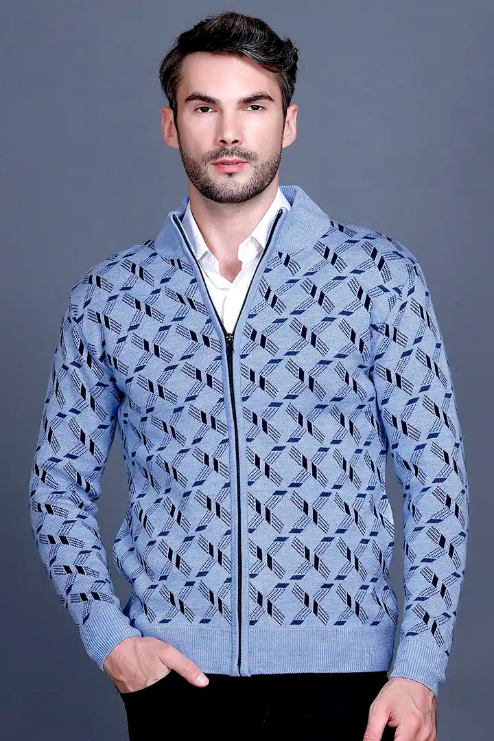 Sky Woolen Mens Zip Sweater Full Sleeve