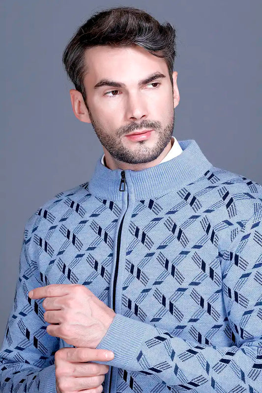 Sky Woolen Mens Zip Sweater Full Sleeve