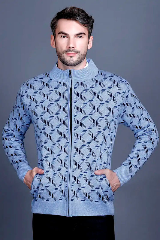 Sky Woolen Mens Zip Sweater Full Sleeve