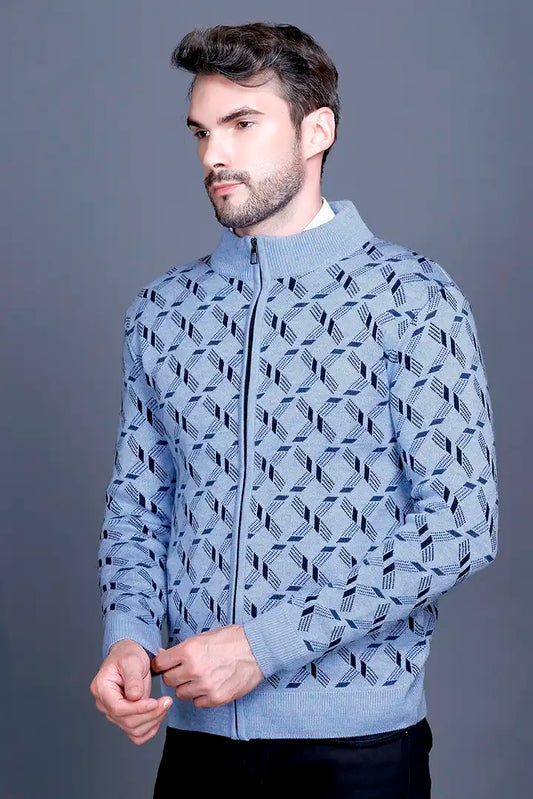 Sky Woolen Mens Zip Sweater Full Sleeve