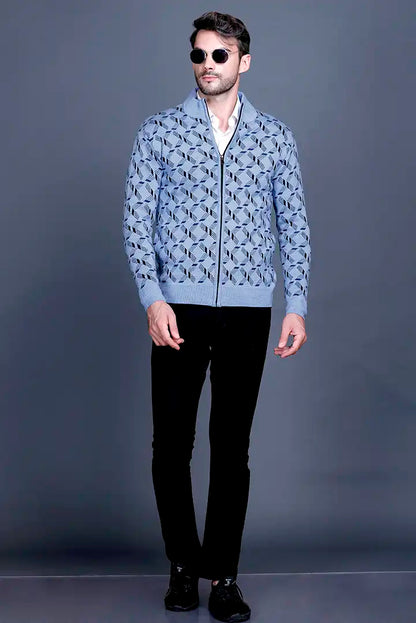 Sky Woolen Mens Zip Sweater Full Sleeve