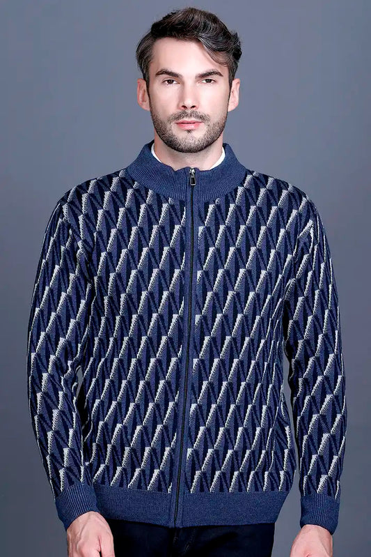 Denim Woolen Mens Zip Sweater Full Sleeve