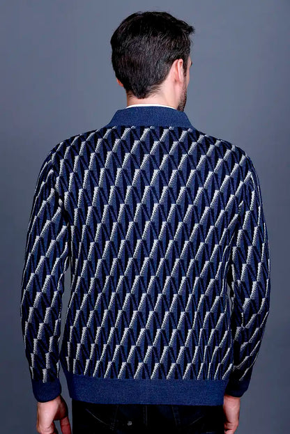 Denim Woolen Mens Zip Sweater Full Sleeve