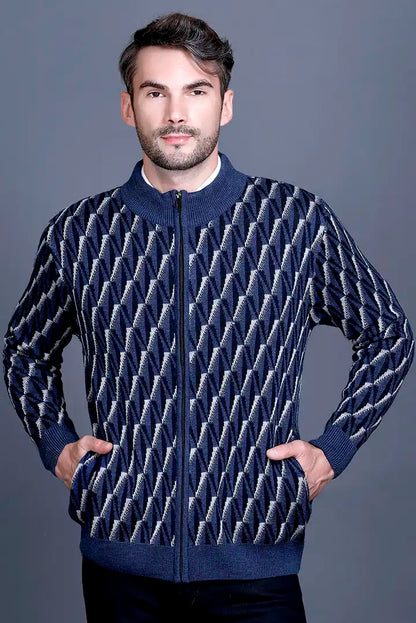 Denim Woolen Mens Zip Sweater Full Sleeve