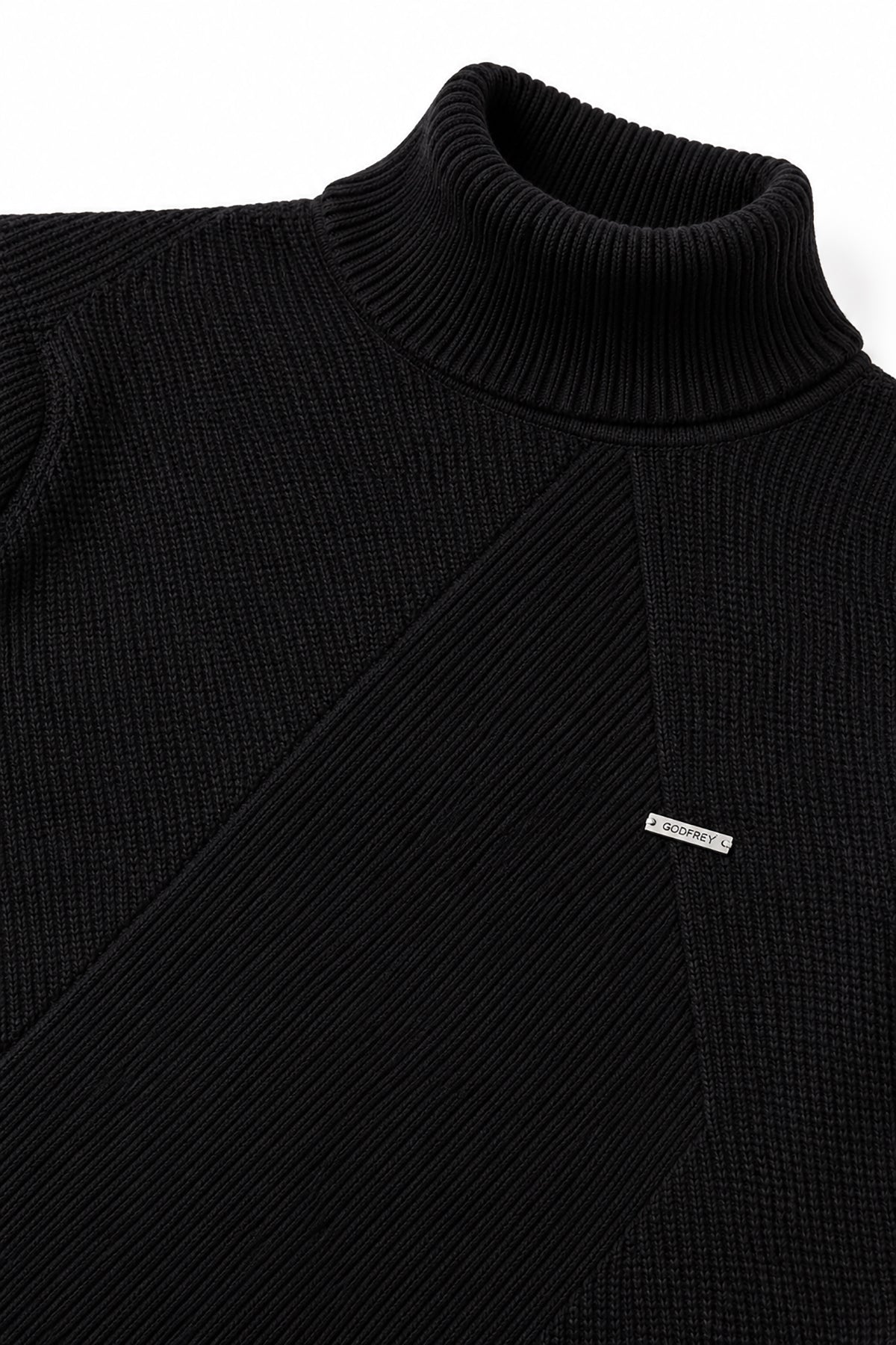 Black Solid Turtle Neck Woollen Pullover