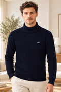 Navy Solid Turtle Neck Woollen Pullover