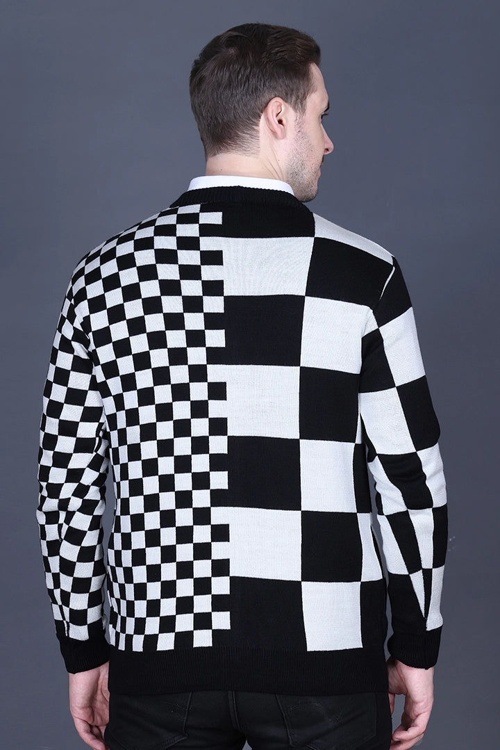 Black Woolen V-Neck Full Sleeve Mens Cardigan Sweater