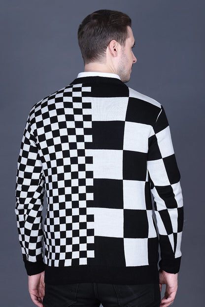 Black Woolen V-Neck Full Sleeve Mens Cardigan Sweater