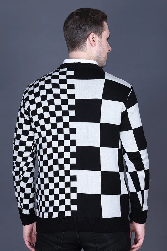 Black Woolen V-Neck Full Sleeve Mens Cardigan Sweater