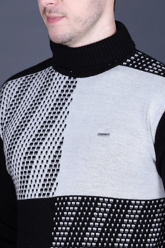 Black Solid Turtle Neck Woollen Pullover