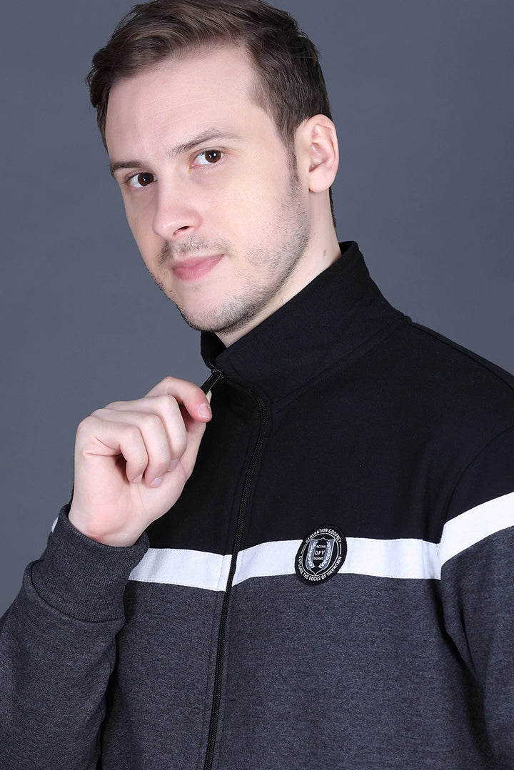 Charcoal Cotton Fleece Winter Tracksuit For Men