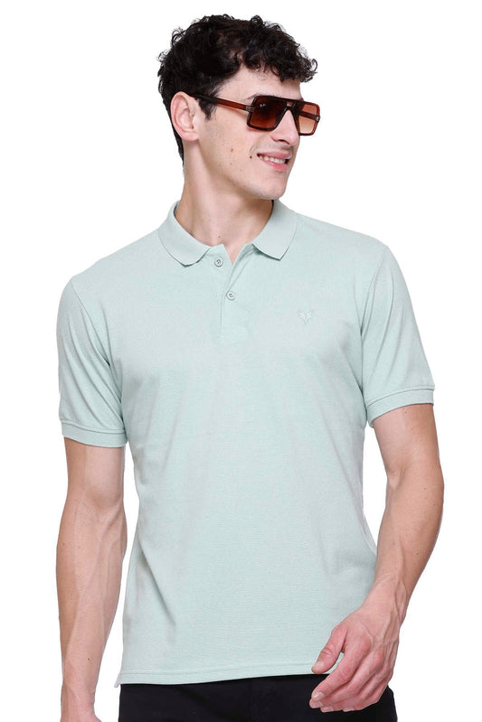 Pista Solid Half Sleeves Polo Neck Cotton T-Shirt for Men