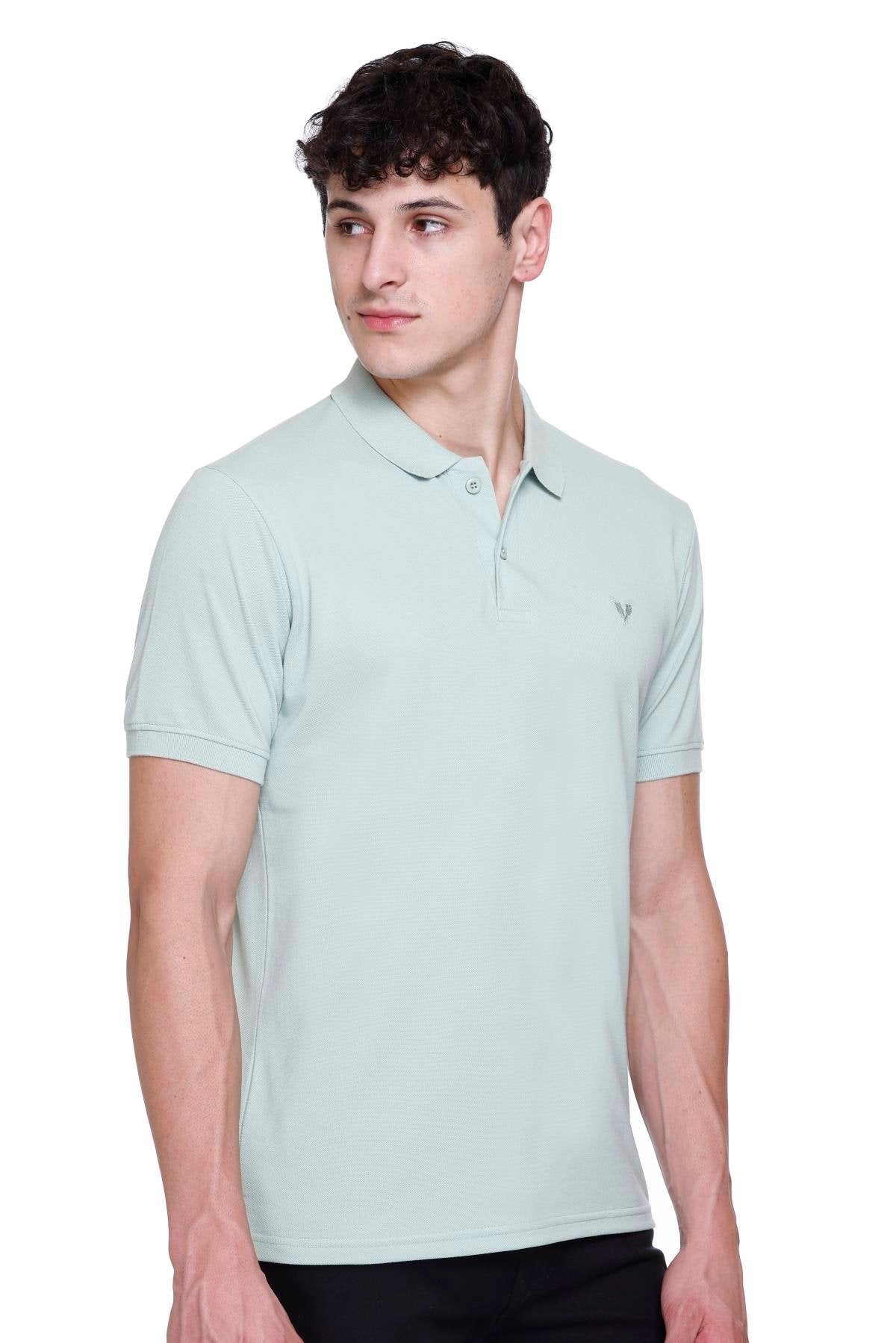 Pista Solid Half Sleeves Polo Neck Cotton T-Shirt for Men