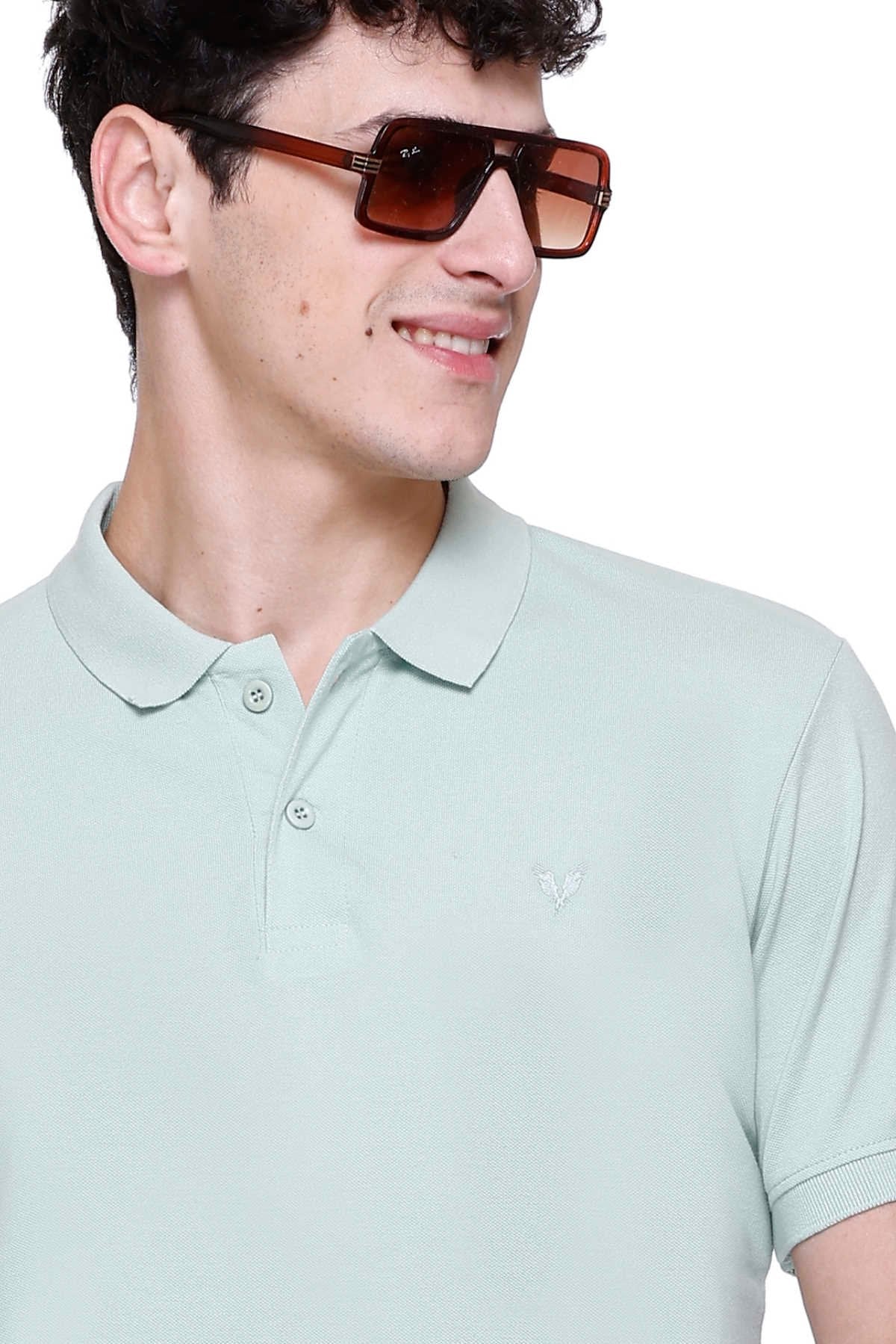 Pista Solid Half Sleeves Polo Neck Cotton T-Shirt for Men
