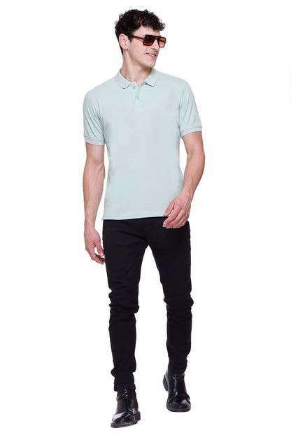 Pista Solid Half Sleeves Polo Neck Cotton T-Shirt for Men
