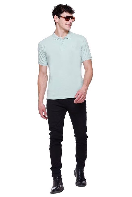 Pista Solid Half Sleeves Polo Neck Cotton T-Shirt for Men