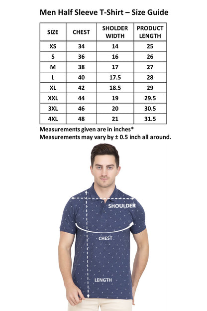 Denim Printed Polo Neck Cotton T-Shirt
