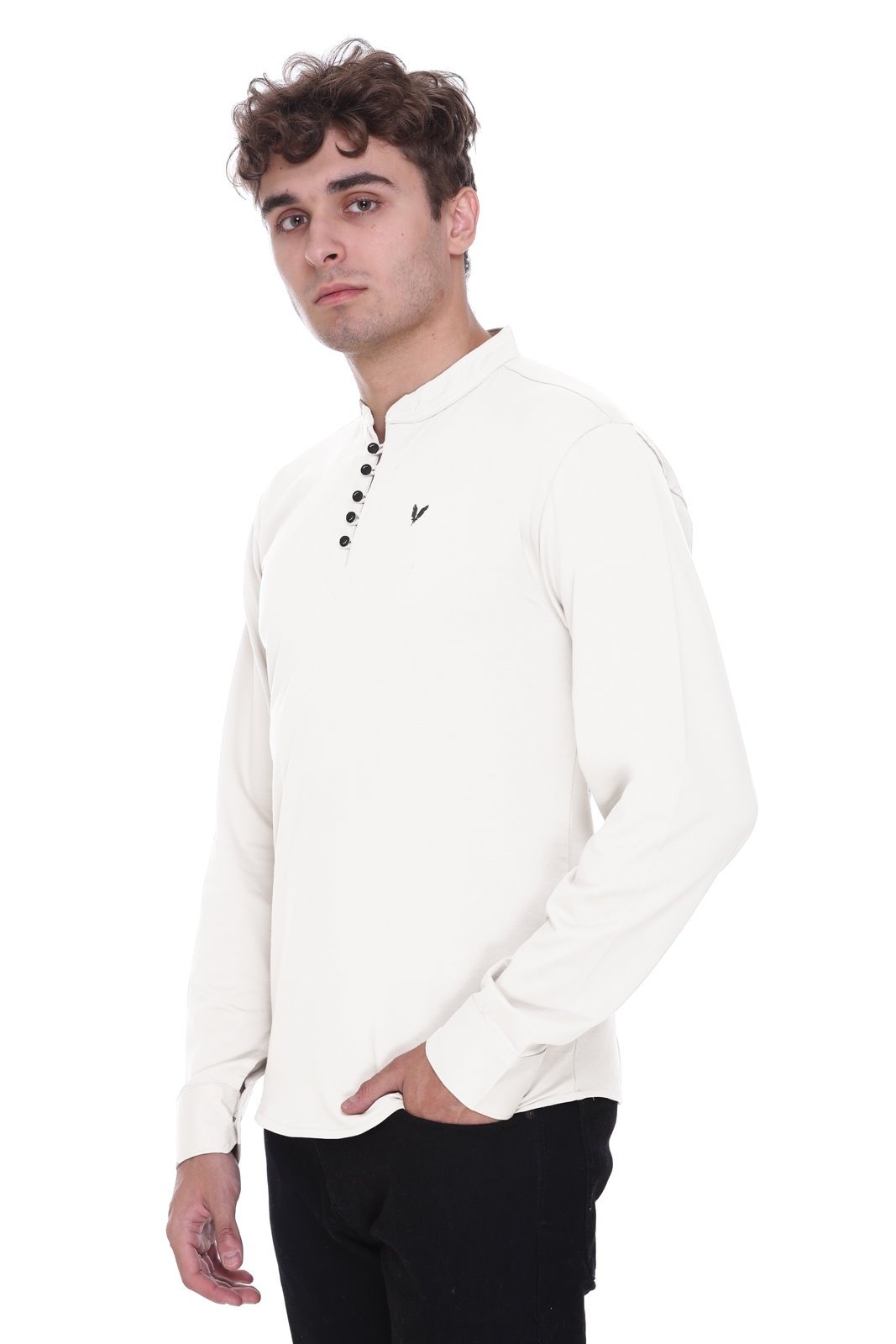 White Premium Cotton Lycra Solid Kurta for Men