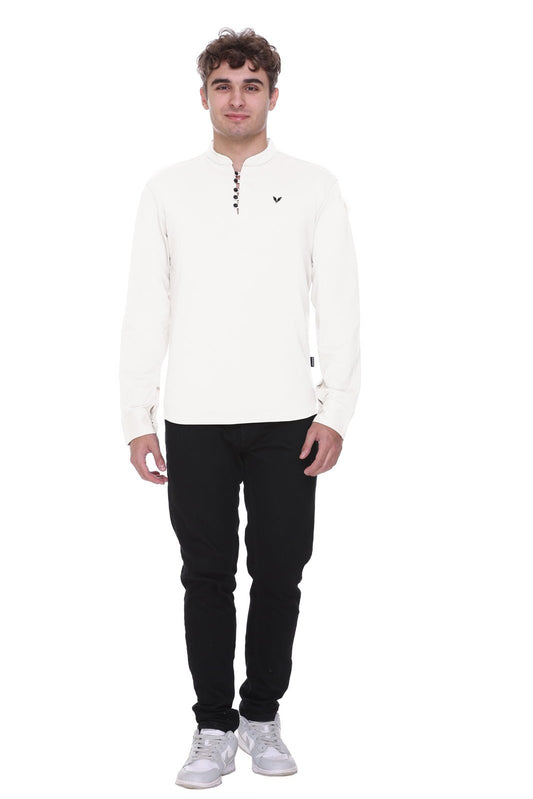 White Premium Cotton Lycra Solid Kurta for Men
