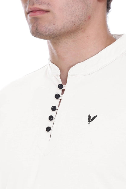 White Premium Cotton Lycra Solid Kurta for Men