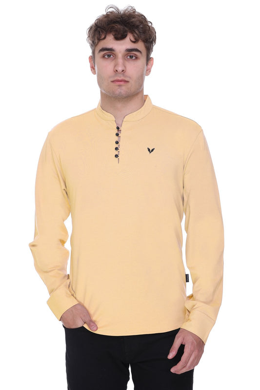 Peach Premium Cotton Lycra Solid Kurta for Men
