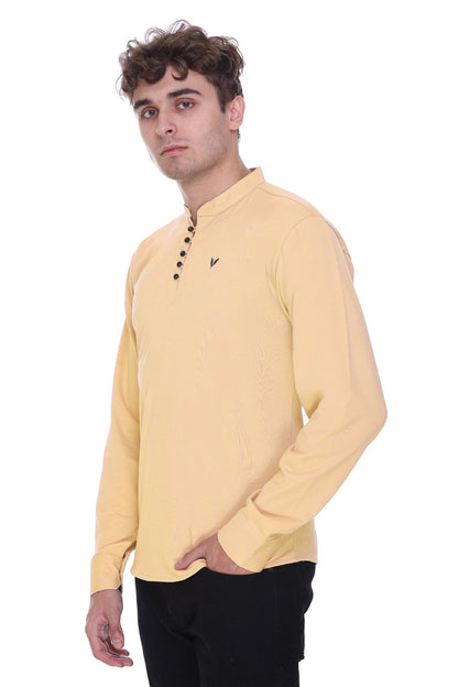Peach Premium Cotton Lycra Solid Kurta for Men
