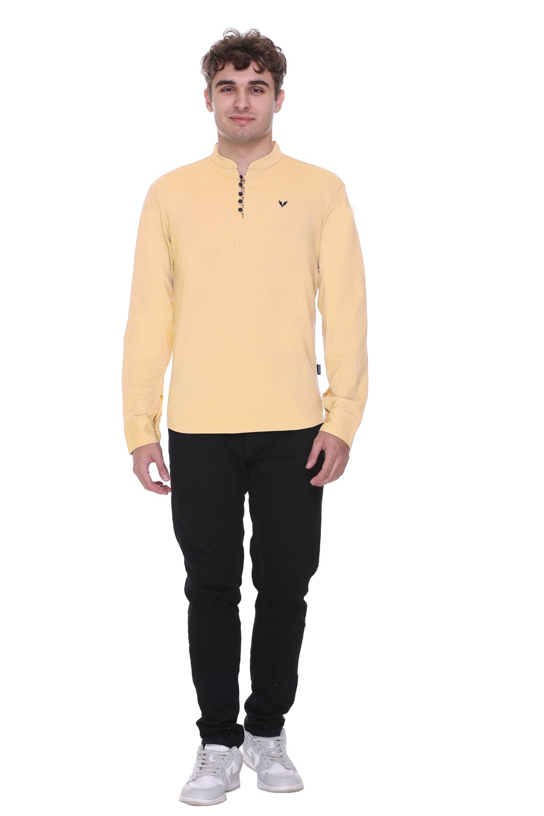 Peach Premium Cotton Lycra Solid Kurta for Men