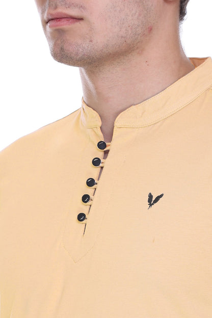 Peach Premium Cotton Lycra Solid Kurta for Men