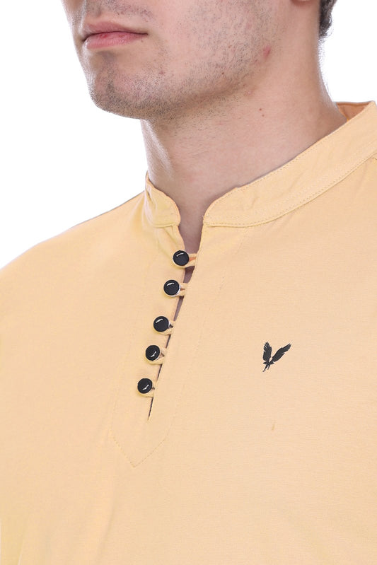 Peach Premium Cotton Lycra Solid Kurta for Men