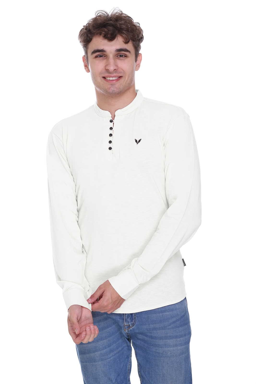 Off White Premium Cotton Lycra Solid Kurta for Men