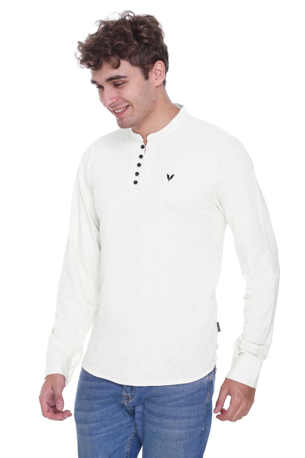 Off White Premium Cotton Lycra Solid Kurta for Men