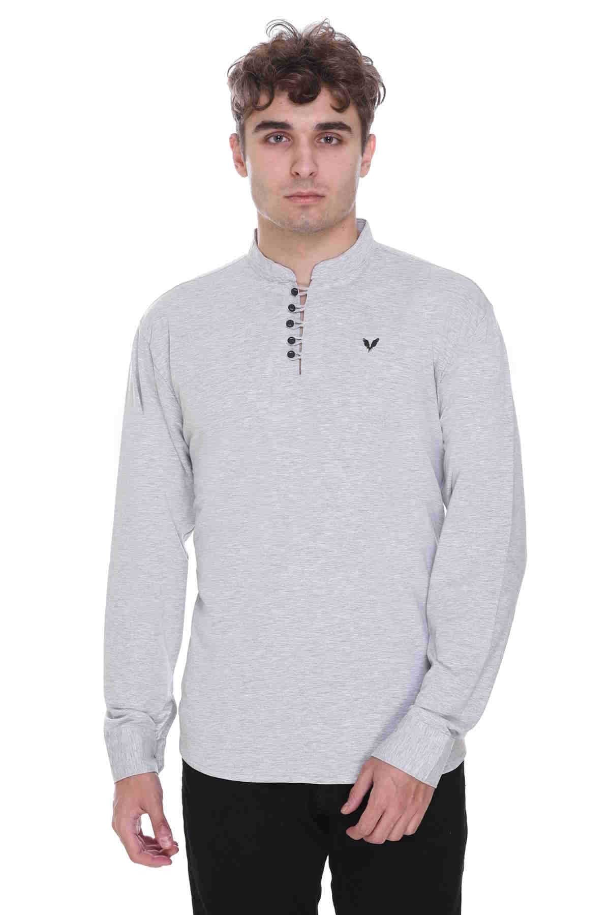 Light Grey Premium Cotton Lycra Solid Kurta for Men