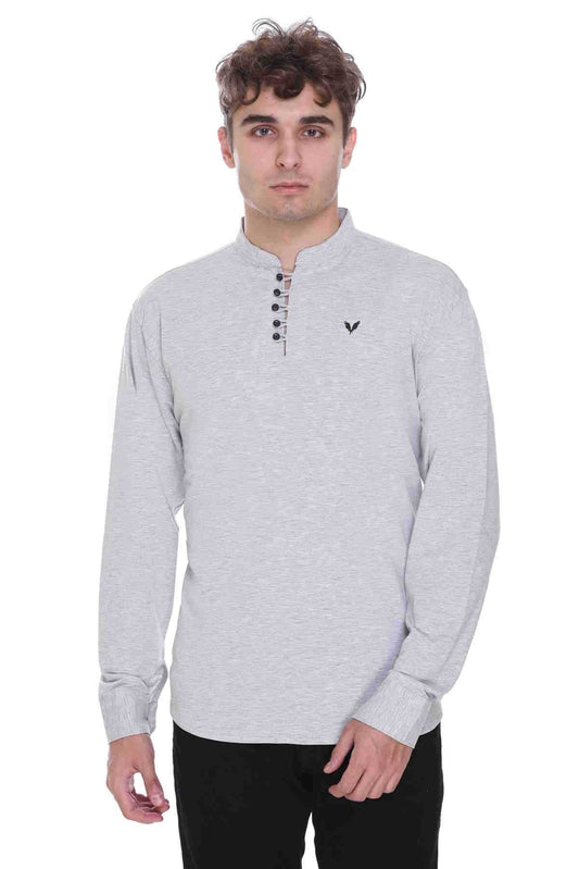 Light Grey Premium Cotton Lycra Solid Kurta for Men