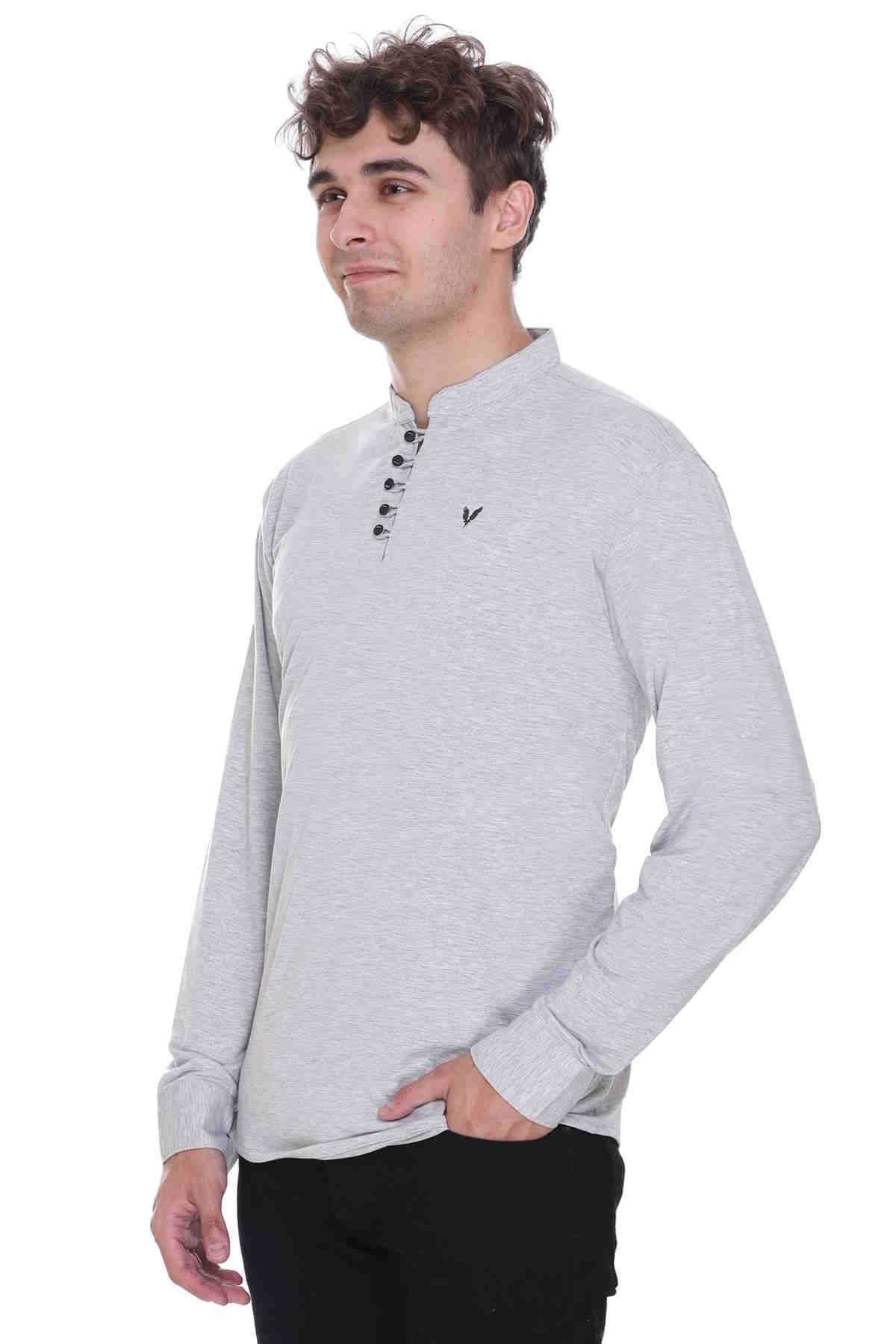 Light Grey Premium Cotton Lycra Solid Kurta for Men