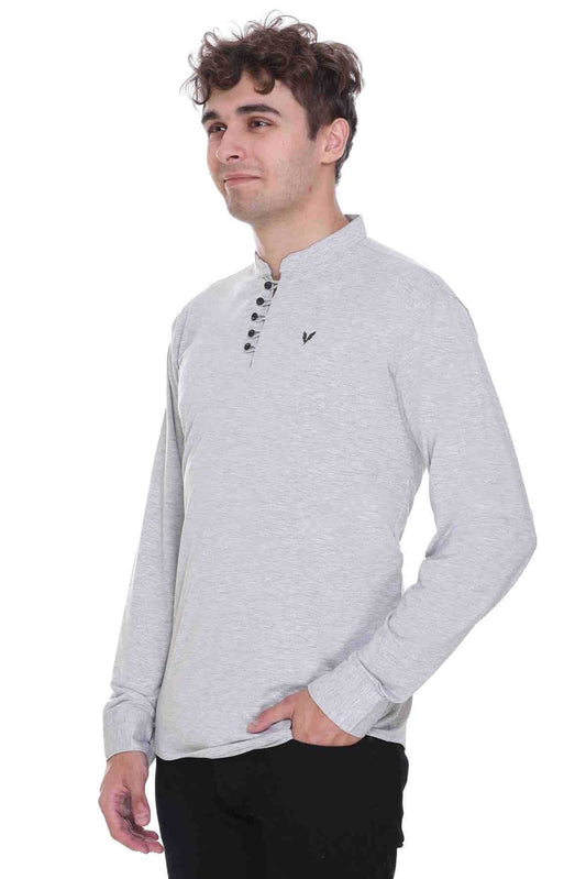 Light Grey Premium Cotton Lycra Solid Kurta for Men