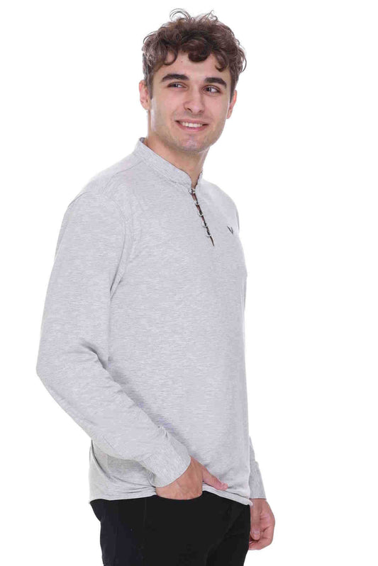Light Grey Premium Cotton Lycra Solid Kurta for Men